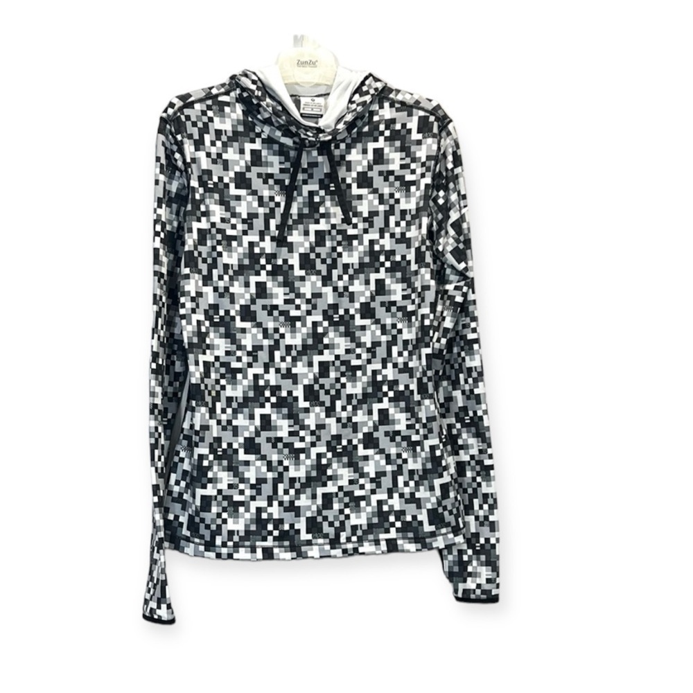 Nike Hooded Pullover Pixel Print Pro Dri-Fit Athletic Top Sz M Long Sleeve